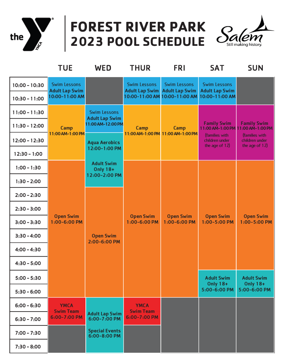 YMCA_Forest River Pool Schedule Summer 2023