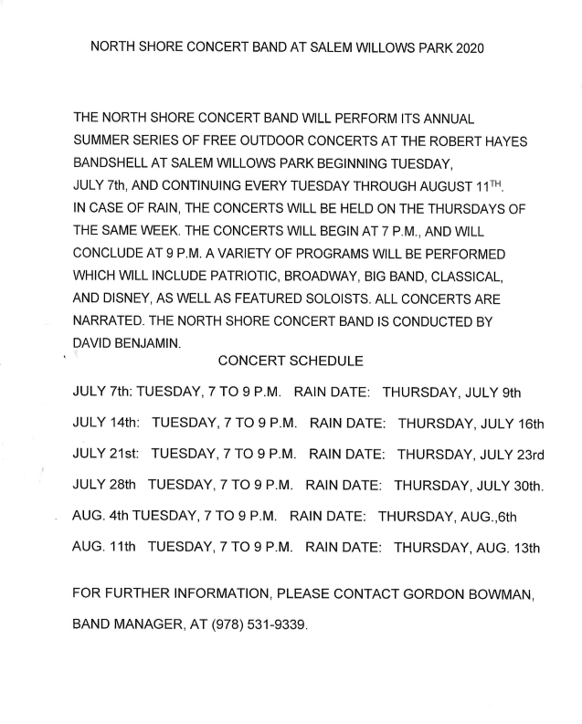 2020 Concert Season Schedule