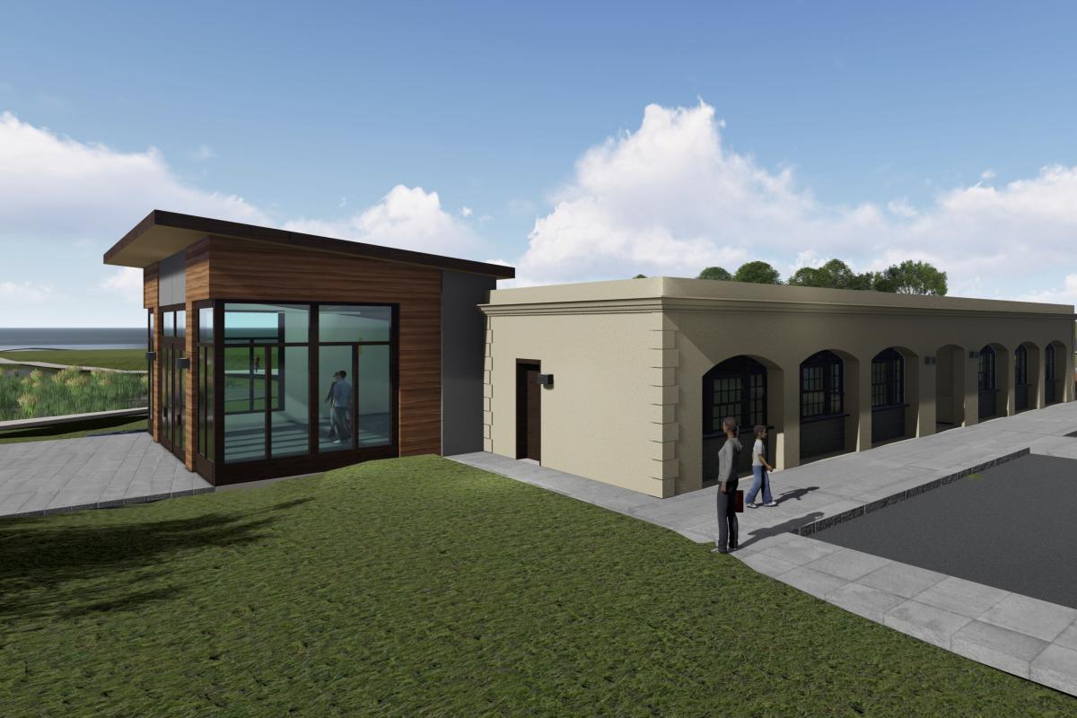 View of New Community Room, Entrance, and Concession