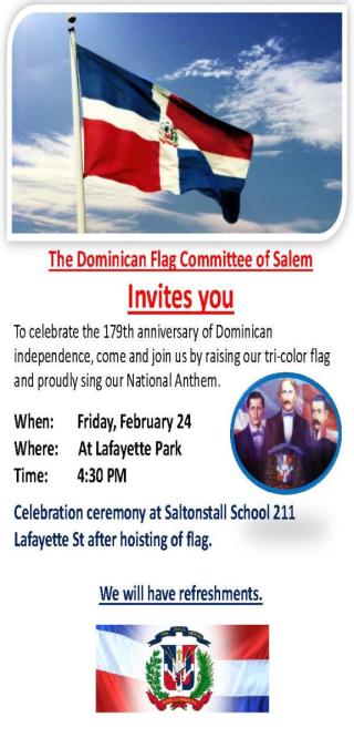 You are invited to celebrate the 179th anniversary of Dominican Independence