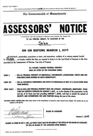FY25 Personal Property Assessor's Notice FOL