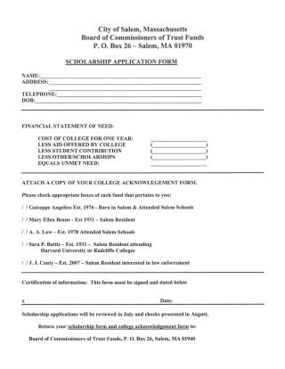 Trust Fund Scholarship Application Form