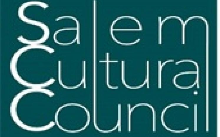 Salem Cultural Council written in white on hunter green back ground