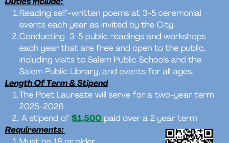 Salem Poet Laureate Deadline Approaching